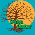 Vector illustrationnÃÂ tourist resort Doha, Qatar.Modny print.